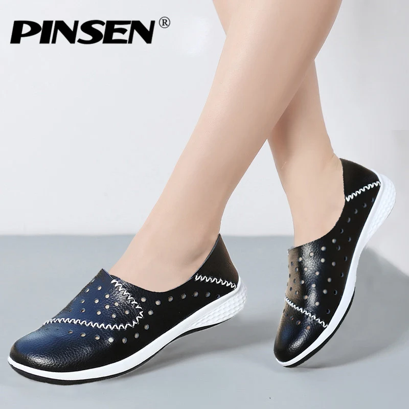 PINSEN/2020 Женские туфли на плоской подошве из натуральной кожи слипоны Ballerines Femme