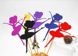 1 шт., разноцветные танцевальные флаги для девочек, торты, флаги на одной палке для свадьбы, дня рождения, декор для выпечки торта