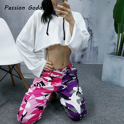 Pantalon Femme, свободные сексуальные штаны, женские камуфляжные панковские брюки, розовые камуфляжные оранжевые фиолетовые розовые спортивные штаны, мешковатые штаны для хип-хопа