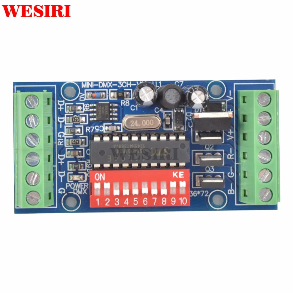 Мини 3CH DMX512 LED контроллер 3 канала декодер RGB DMX для полосы света модуль DC5V-24V |