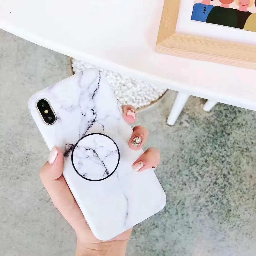 Marble Flexible Stand Holder Case For iPhone 7 X 6 6S 8 Plus Cover XS MAX XR 8Plus 7Plus Coque Fundas |