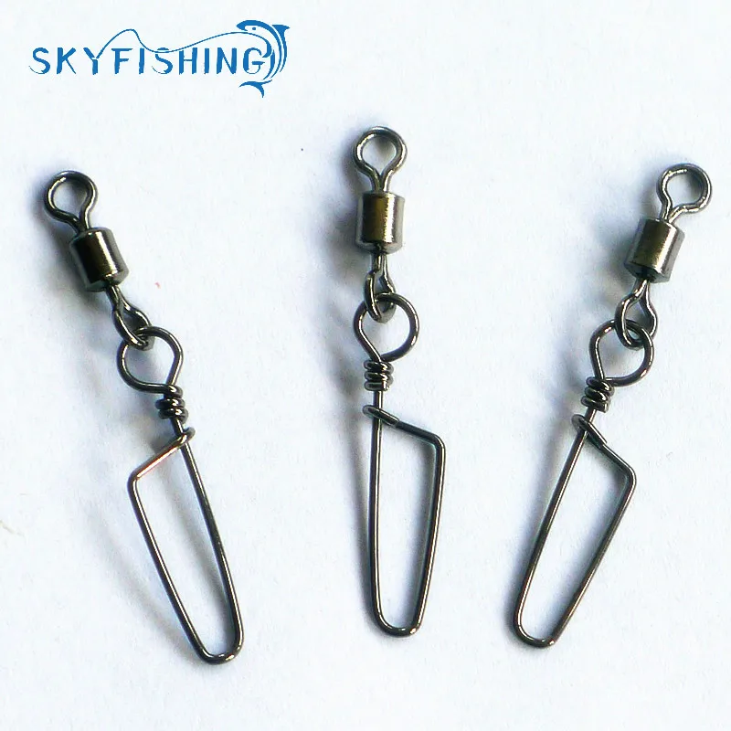 30pcs/bag Swivel MS+HX Rolling Swivel with Coastlock Snap Size8, 6, 4, 2 Hook Lure Connector Terminal swivel for Fishing Tackle