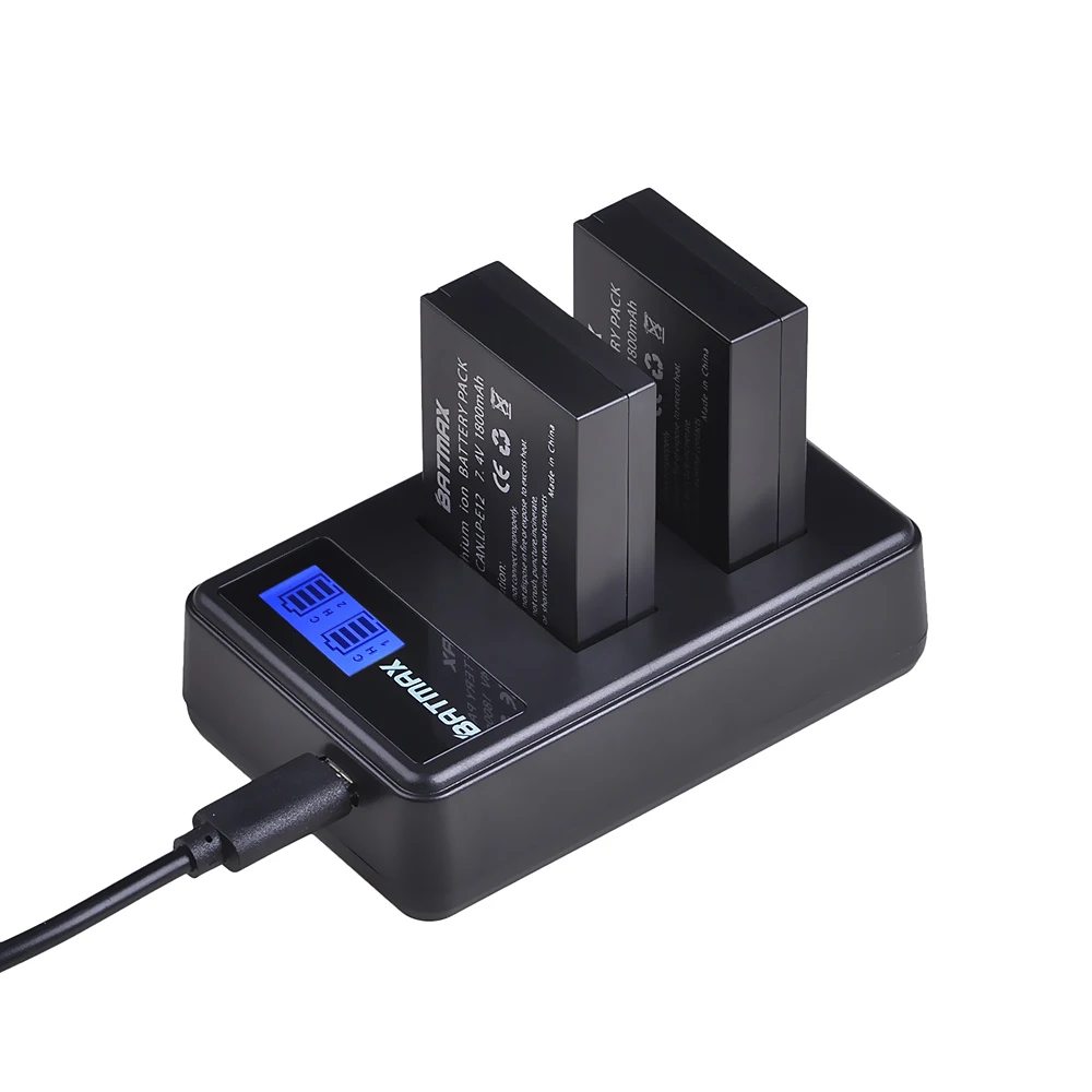 Аккумуляторная батарея Batmax 2 шт двойное зарядное устройство USB для Canon SX70HS M 100D Kiss X7