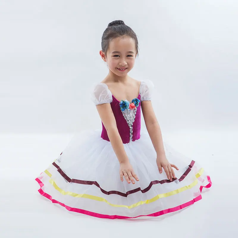 В наличии! Профессиональная детская балетная пачка бархатный купальник с