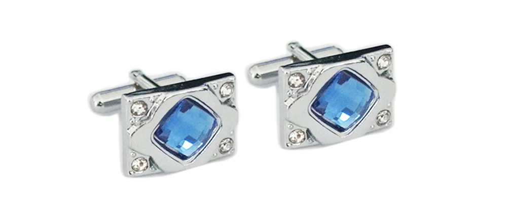 AD68 1Pair Blue Square Rhinestone Cufflinks for Men Accessories Gifts | Украшения и аксессуары
