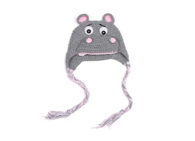 

New cute cartoon animal infant baby boys girls crochet handmade knitted hat with ear flap hippopotamus cap 1 pcs