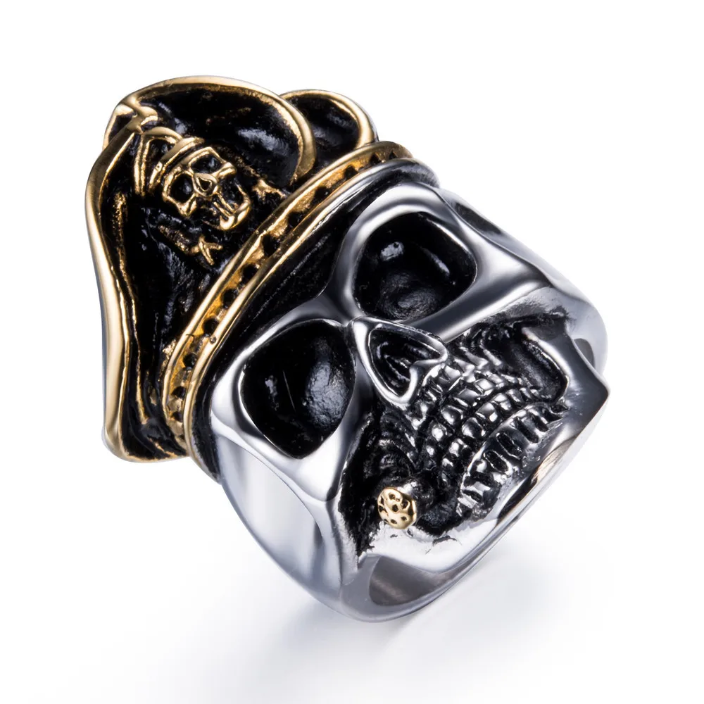 Лидер продаж 2018 мужские кольца в стиле панк рок Винтажное кольцо с черепом