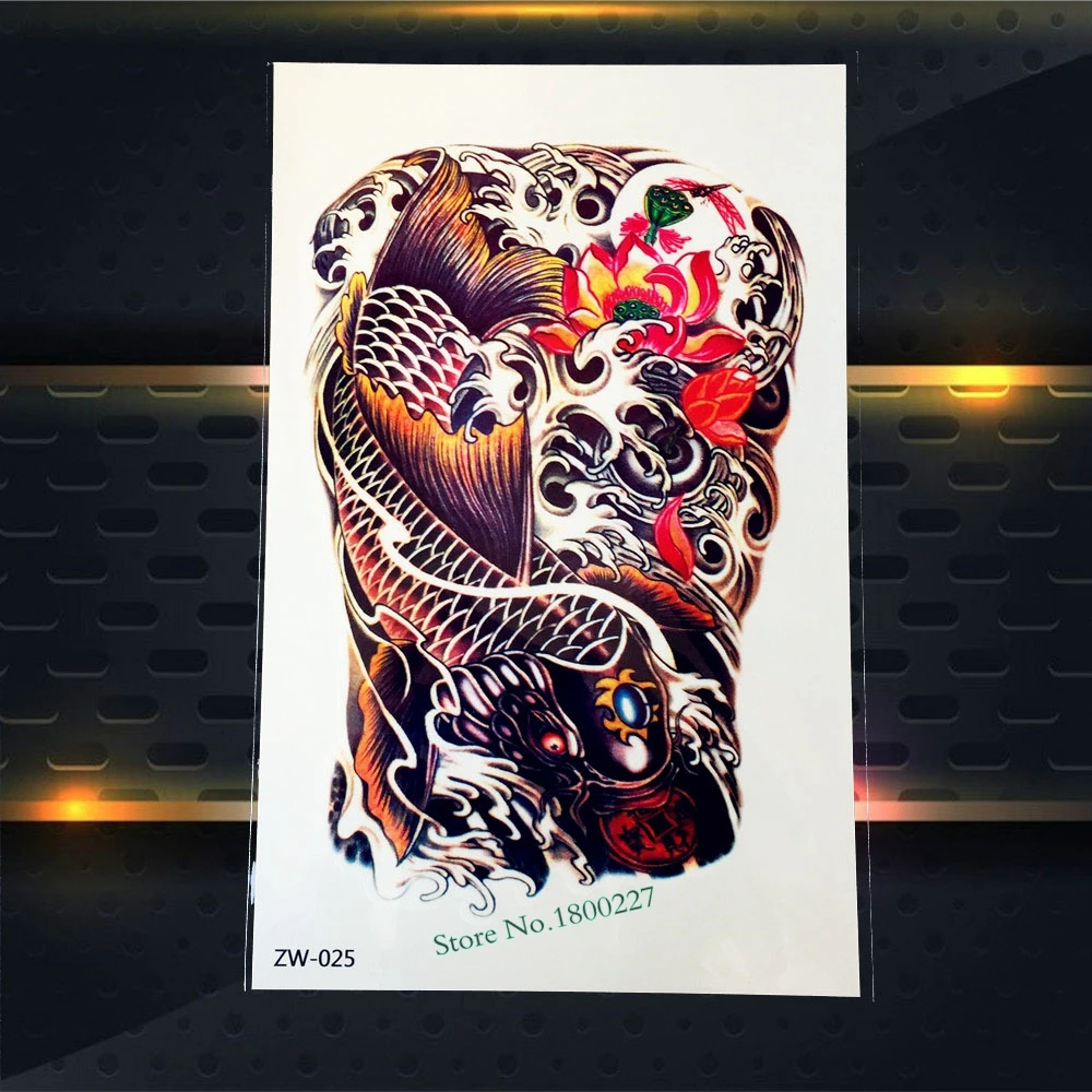 Сексуальная картина для тела большой Карп рыбы Татуировка рукав PZW25 мужчин и