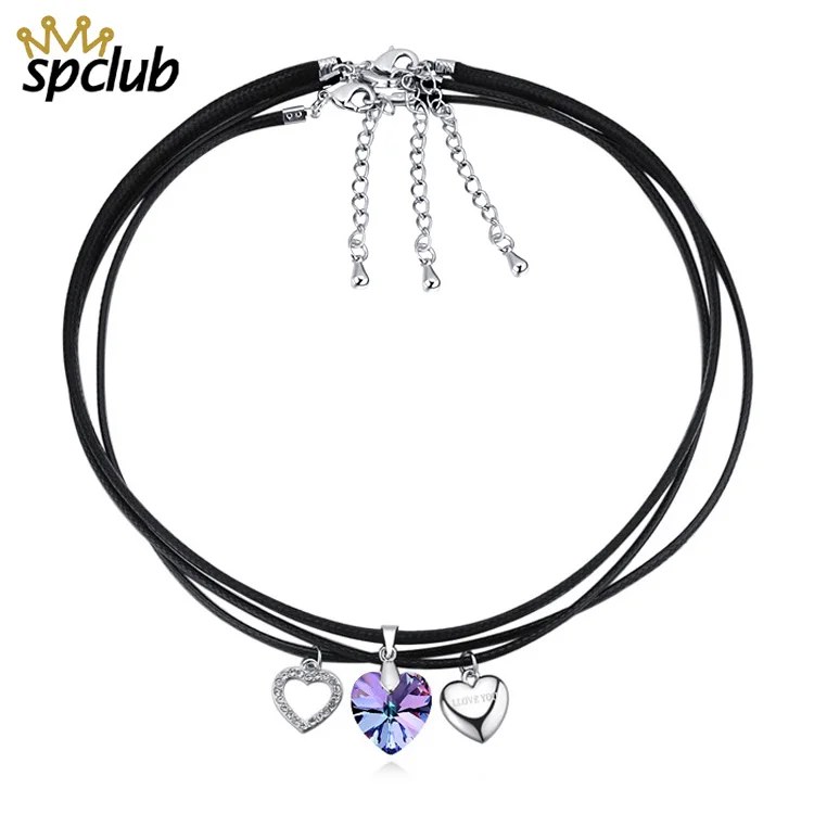3 шт. наборы кристаллов от Swarovski Love ожерелья с фигуркой сердца для женщин
