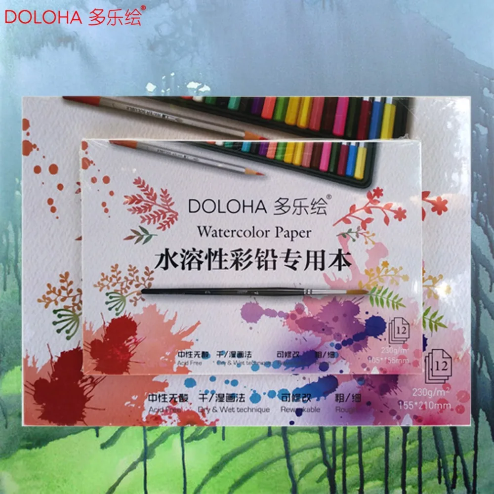 

12 Sheets 230gsm Sketchbook Stationery Watercolor Paper Pad Sketch Color Pencil Note Book for Paiting Drawing Acid Free