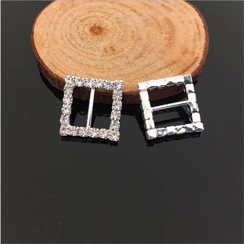 10 шт./упак. круглый в форме квадрата в форме сердца Форма с украшением в виде кристаллов стразы пряжка приглашения на свадьбу Лента слайдер горный хрусталь для свадьбы серебряные аксессуары