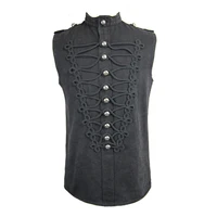 devil fashion gothic black sleeveless o neck single breasted men vest steampunk summer handsome tops shirts