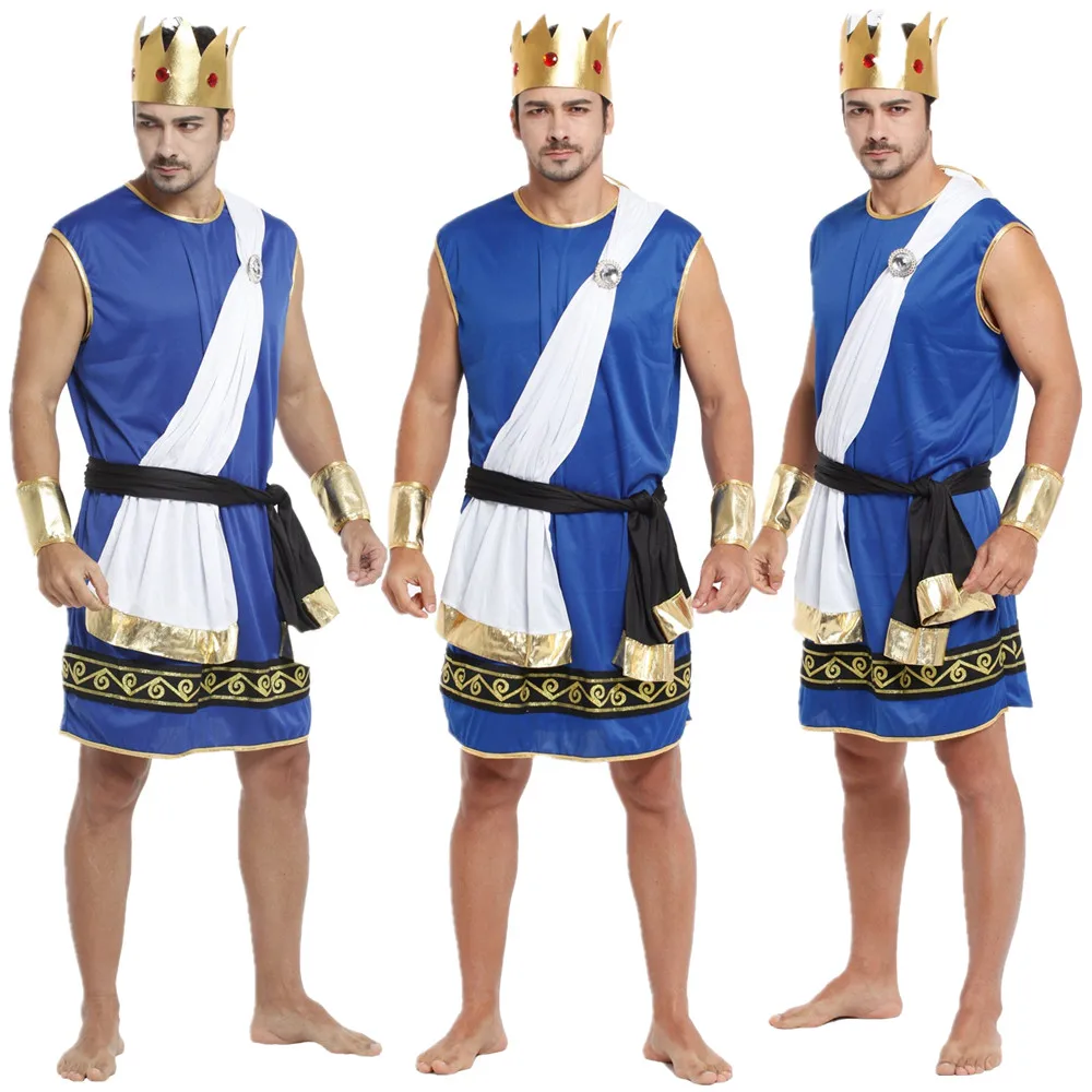 

New Adult Man Zeus Costumes Male COS Fancy Dress Ancient Greece King Cosplay Clothes for Carnival Halloween Christmas Masquerade