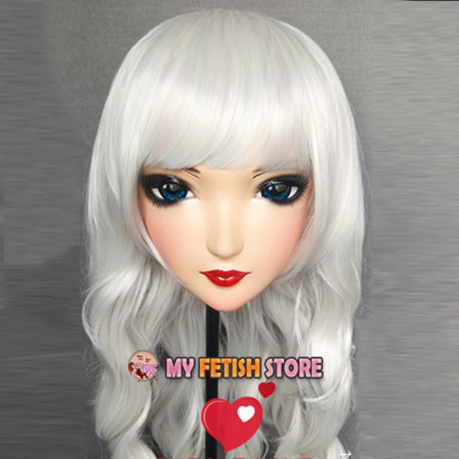 (Zi 06) Женская милая девочка резиновая полуголовая маска кигуруми с BJD глазами