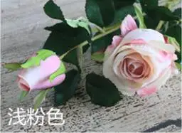light pink roses Высокая имитация длинных стеблей 2 головки шелковые розы поддельные декоративные розы искусственные розы шелковые цветы 10 шт./лот - Цвет: light pink roses