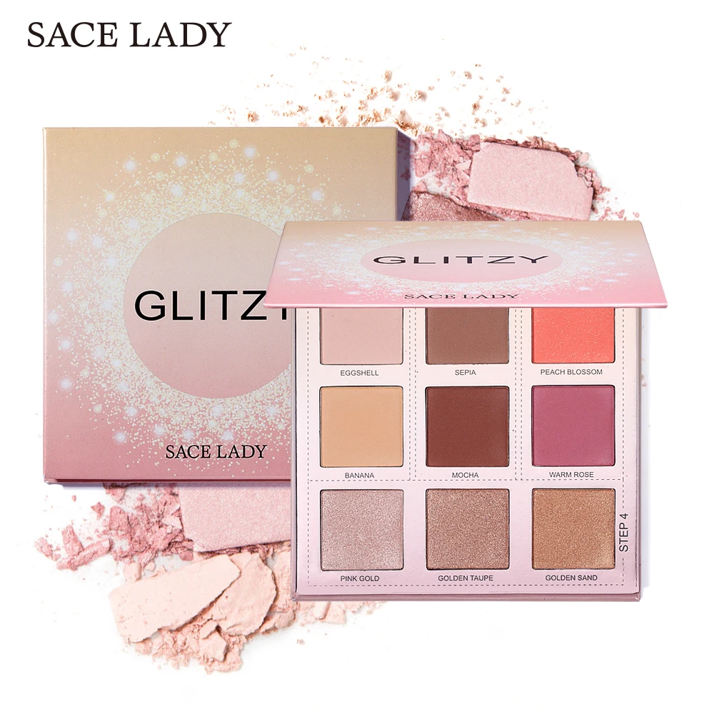 Sace Lady 9 цветов мерцающий материя Румяна бронзатор для лица Палетка контуринга с