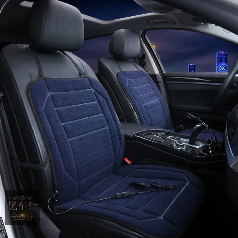 blue 1 front Подогрев автомобильного сиденья, Стайлинг автомобиля, зимняя подушка для сиденья, подушки для автомобильного сиденья, подушка с электрическим подогревом, авто Подогрев, чехлы для сидений, Автомобильная подушка на одно сиденье - Название цвета: blue 1 front