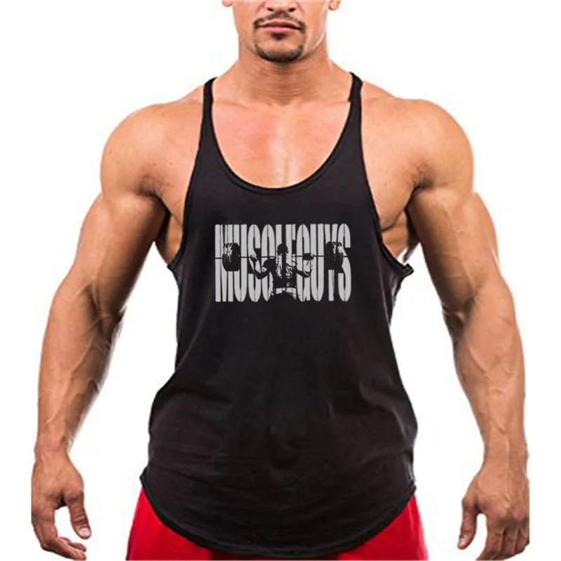 

Muscleguys Fitness Clothing Cotton Mens Y Back Tank Tops Bodybuilding Stringer 1cm shoulder strap gym vest Workout Undershirt