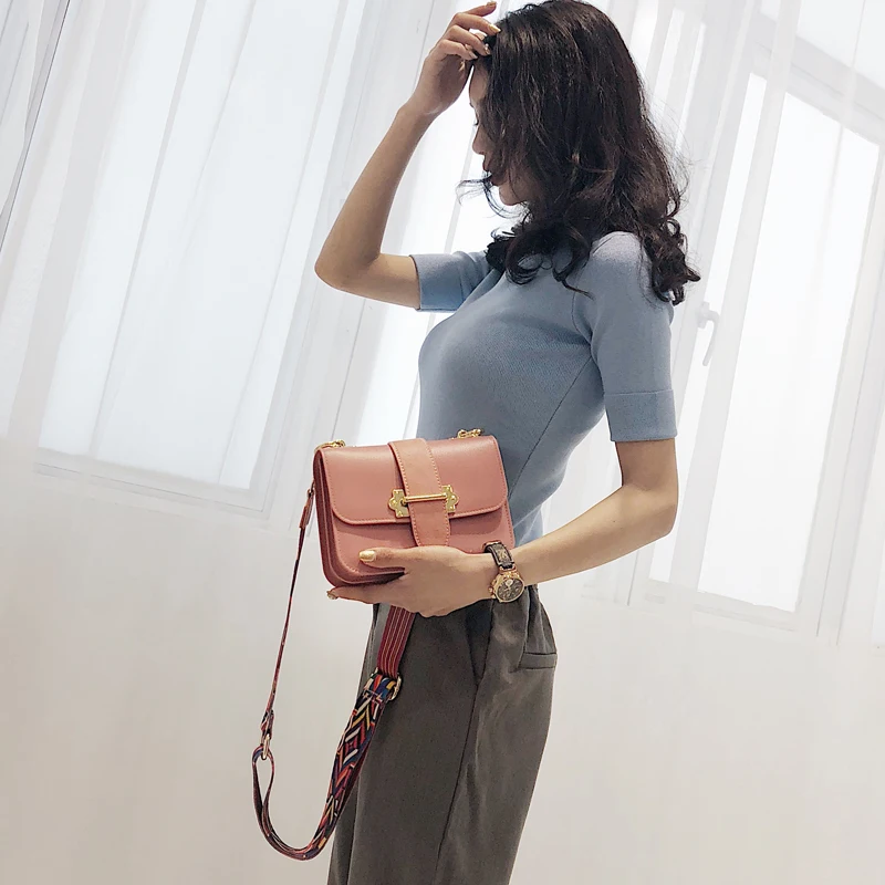 BENVICHED spring women bag 2019 new chain slanting single shoulder fashion simple Wide straps small square c223 | Багаж и сумки