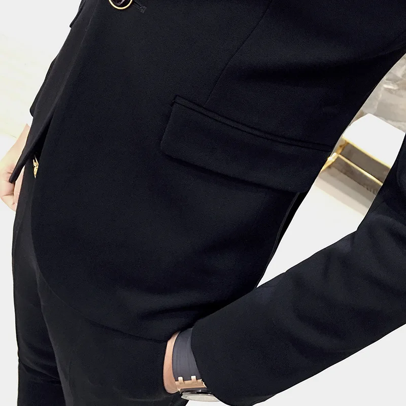 Men's Business Slim Hairdresser Suit Three-Piece Set Korean Costume Homme (jackets+Vest+pants) | Мужская одежда