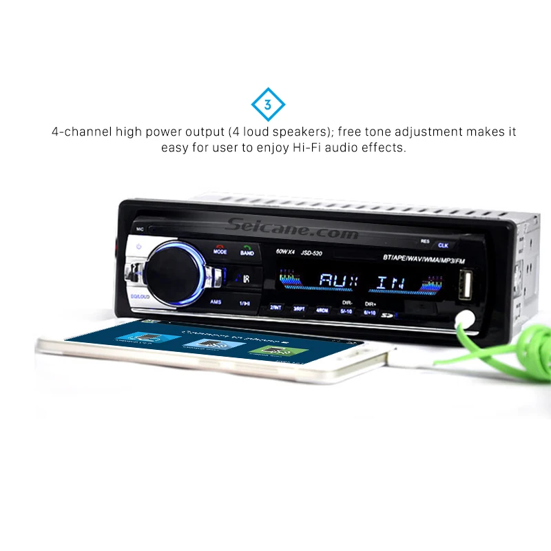Seicane Универсальный 1 Din аудио стерео радио Bluetooth Handsfree звонки MP3 плеер
