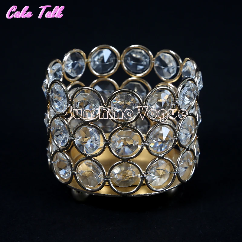 Gold crystal bowl candle holders 7.5*8.5cm 3 layers tealight stand 10 pieces home decoration candy bar party supplier Дом и сад