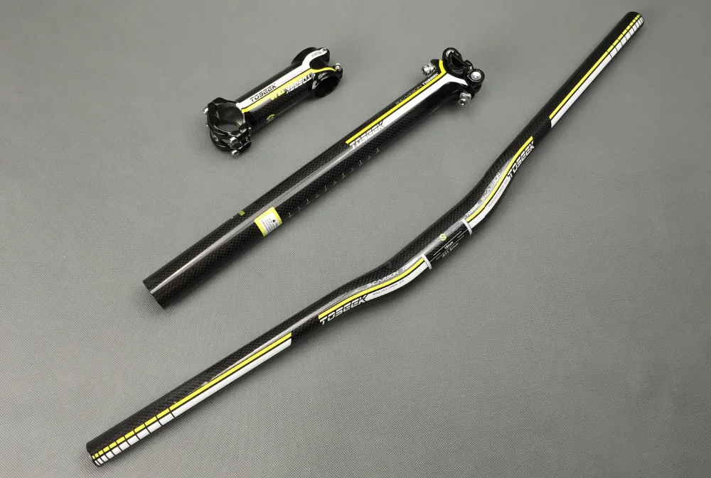 Карбоновый комплект рулей для велосипеда плоский руль + стержень подседельный