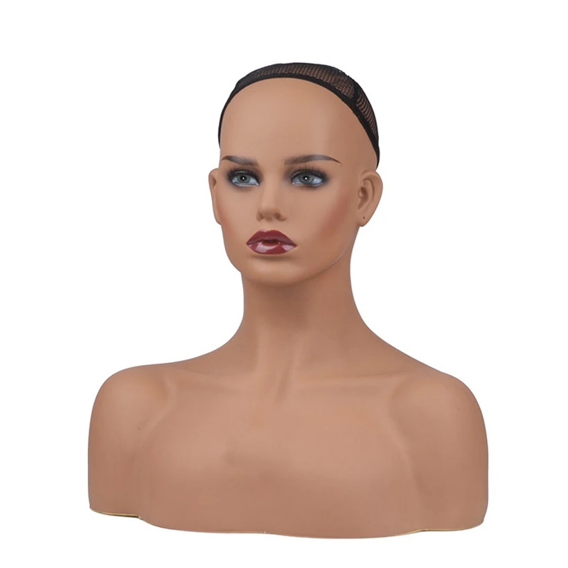 ПВХ реалистичный манекен женщина дисплей головы шляпа парик очки алмаз ожерелье