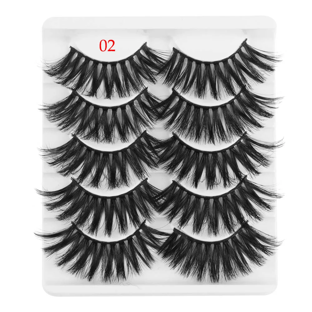2 5 пар 3D Искусственные норковые накладные ресницы Wispies длинные крестовые ресницы ручной работы инструменты для макияжа глаз - Цвет: 2