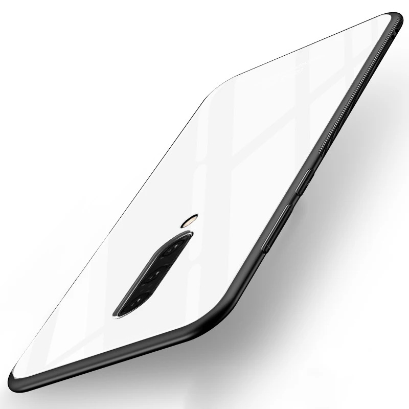 Для Oneplus 7 Pro Чехол из закаленного стекла для телефона силиконовая рамка жесткая