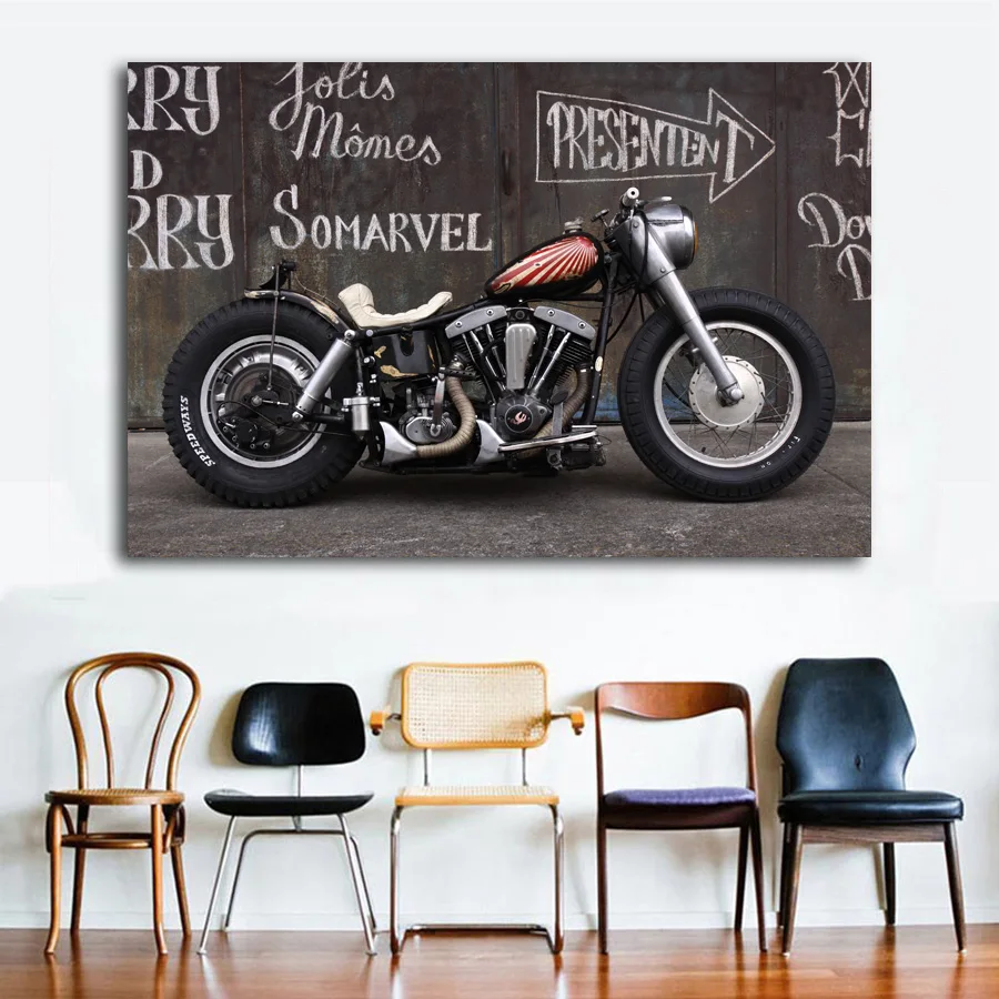 Мотоцикл Чоппер винтажные мотоциклетные плакаты настенное искусство картина