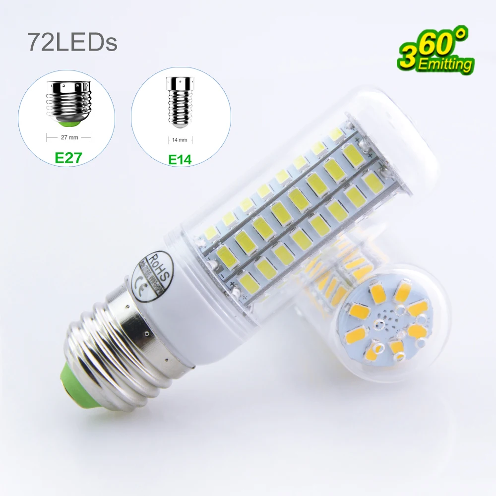 E27 E14 светодиодные лампы 220 В (200 240 В) 24 36 48 56 69 72leds лампа кукурузы Заменить CFL 5 Вт 7 9 11
