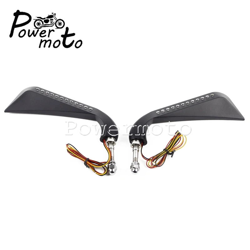 12 шт. LED черное Кафе Racer зеркала заднего вида мотоцикла алюминиевый топор боковое