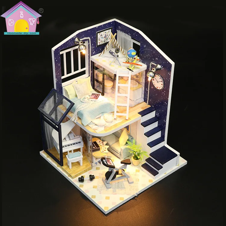 Миниатюрный Diy музыкальная шкатулка для кукольного домика Новый 3D деревянная