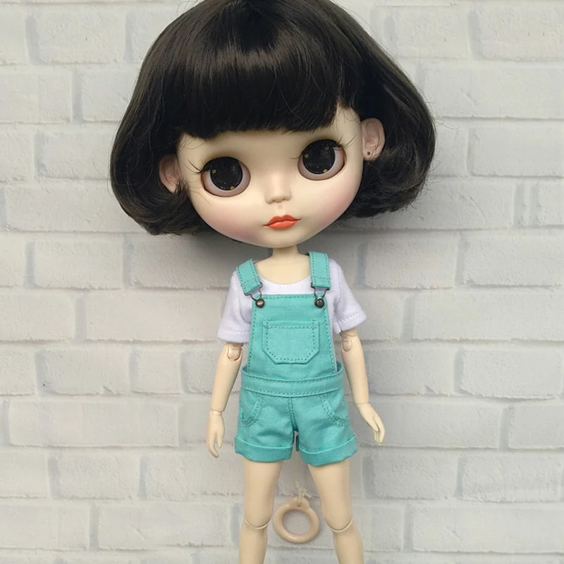 1PCS Denim Suspenders Trousers Bib Pants for Blyth, Licca, Azone S, Barbies, OB24, OB27, Momoko Doll Clothes Overall Outfuts