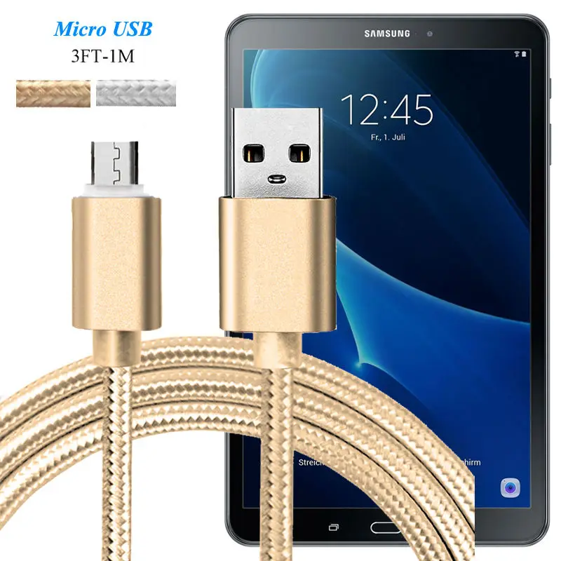 3 фута алюминиевый нейлоновый микро USB кабель для синхронизации и быстрого