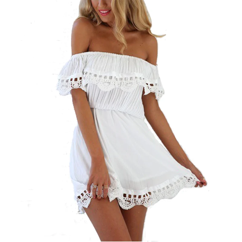 Женское платье летнее элегантное винтажное милое Кружевное белое стильное