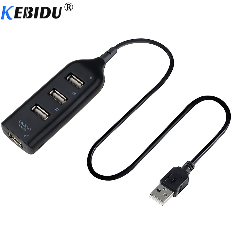 Kebidu Mini 4 порта USB HUB 2 0 высокоскоростной разветвитель адаптер с кабелем компьютера