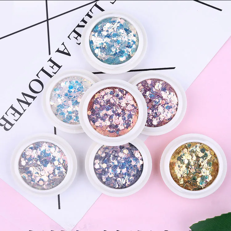 1 коробка 3D DIY ногтей Русалка Мерцающая Снежинка блестящие шестиугольник