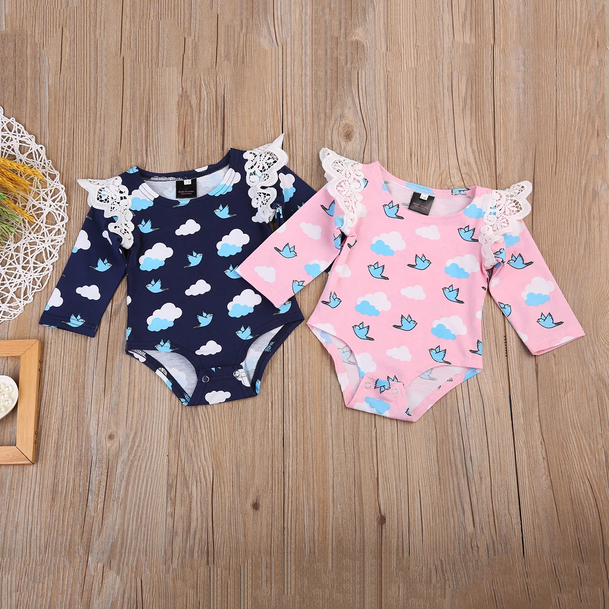 Милые хлопковые комбинезоны розового и синего цвета для маленьких девочек