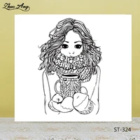 zhuoang trembling girl clear stamps for diy scrapbookingcard makingalbum decorative silicon stamp crafts