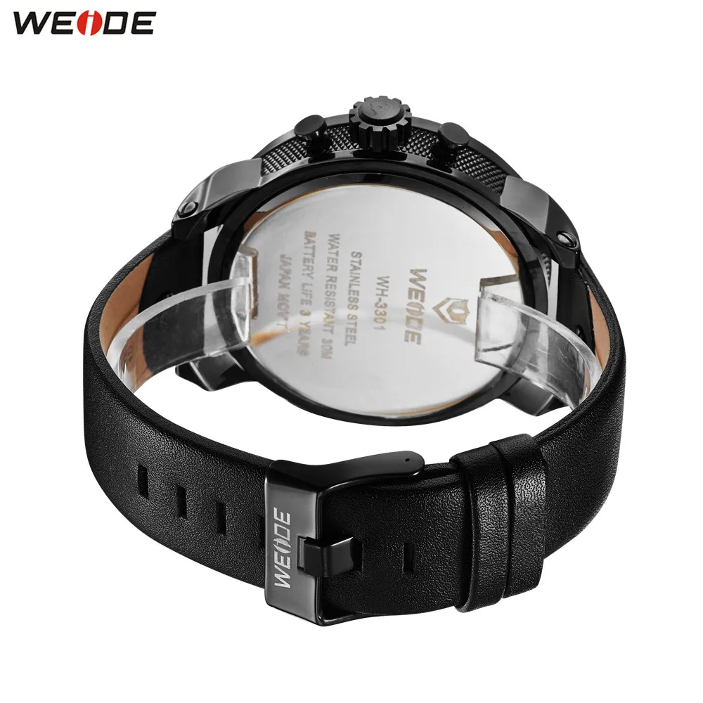 Модные брендовые Мужские кварцевые часы WEIDE круглый корпус 30 м водонепроницаемые
