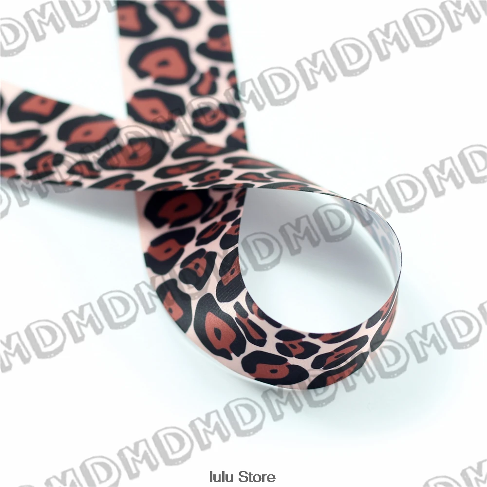 

100 Yards 9mm-75mm Size Satin Ribbon Printed With Leopard DIY Handmade Gift Wrapping, Packing Webbing HT01-PG022-00997