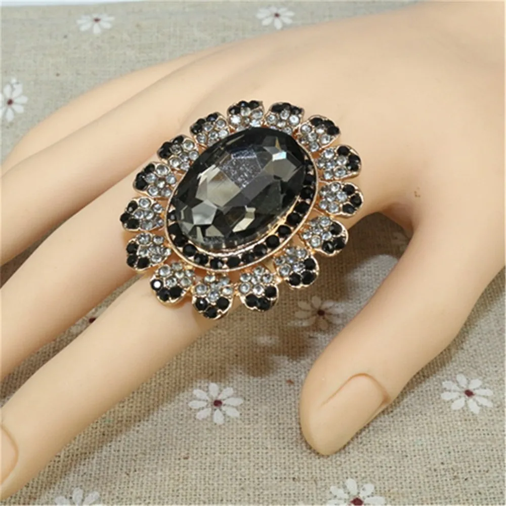 CRLEY модные регулируемые большие кольца для женщин с кристаллами Овальный подарок