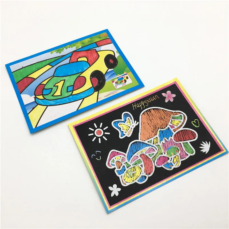 Happyxuan 20 штук 2 в 1 Magic Цвет бумага для скретч Арта карты картина раскраска детей