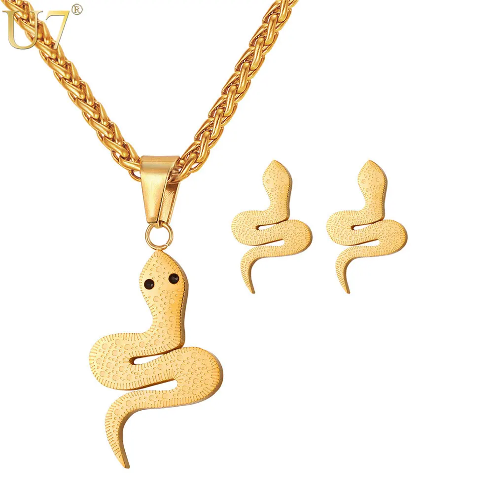 U7 горный хрусталь ожерелье с медальоном в виде змеи и серьги женский золотой