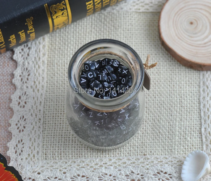 Смешанные черные акриловые Алфавит/буквы куб пони бусины для изготовления