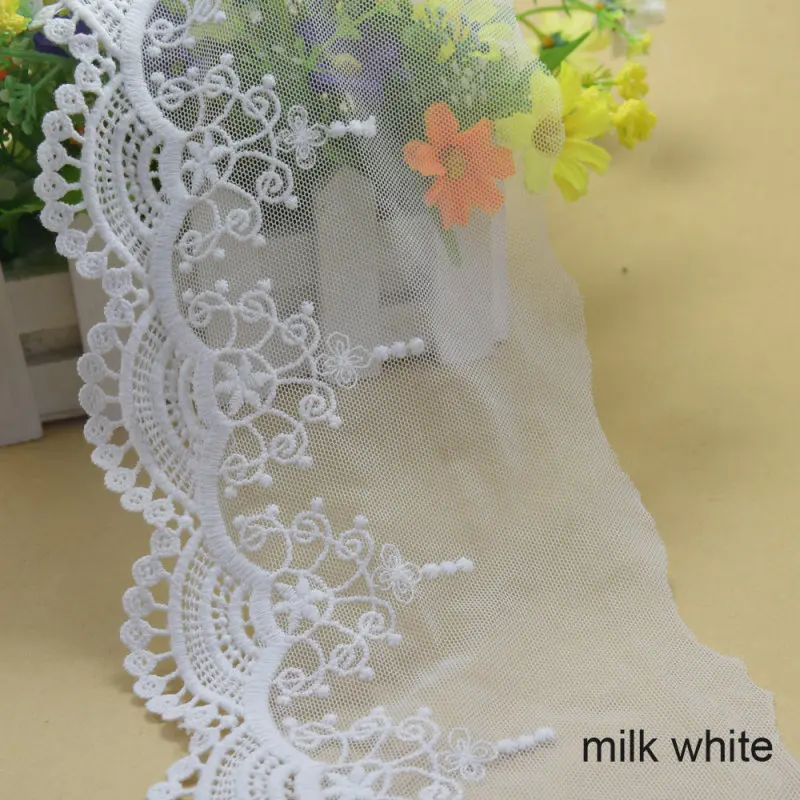 Milk White 12 см в ширину, белое кружево, вышивка, шитье, гипюровые ленты, кружево, африканская кружевная ткань, отделка, основа, вязание, сделай сам, аксессуары для одежды#2636 - Цвет: Milk White