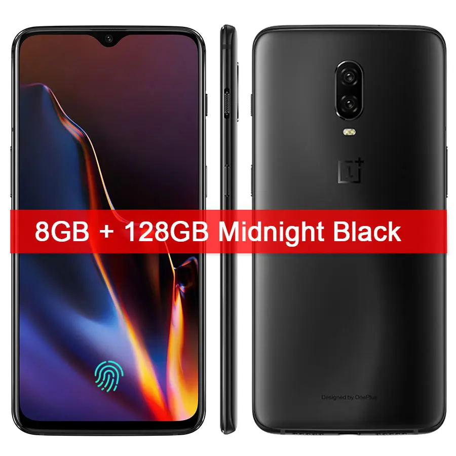 Oneplus 6T мобильного телефона 6/8GB Оперативная память 128/256 ГБ Встроенная память Snapdragon 845 Octa Core 6,4" двойной Камера Экран разблокировать телефон nfc - Цвет: 8G 128GMidnightBlack