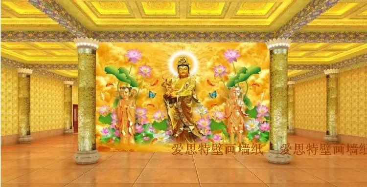 

Custom photo wallpaper 3D Golden Buddha mural living room sofa TV lobby background wall bedroom bathroom wallpaper mural